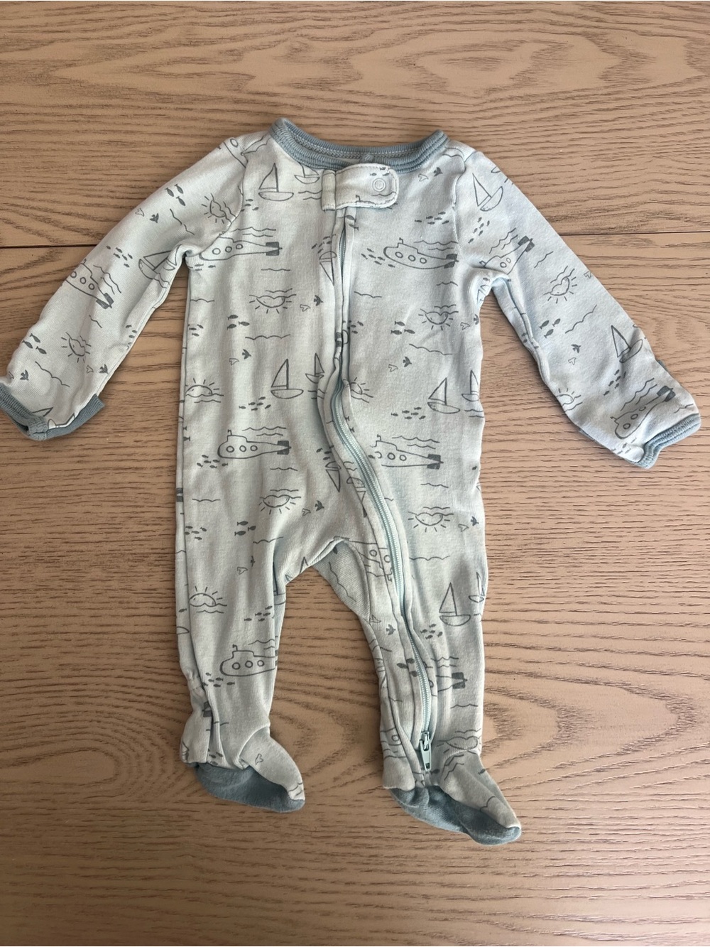 cloud island Light Blue Baby Footed One-Piece with Boats